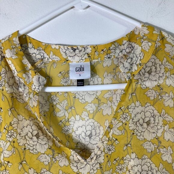 Womens Cabi Amelia‎ Gather V Neck Hi Lo Floral Top Tie Back S - Picture 4 of 10